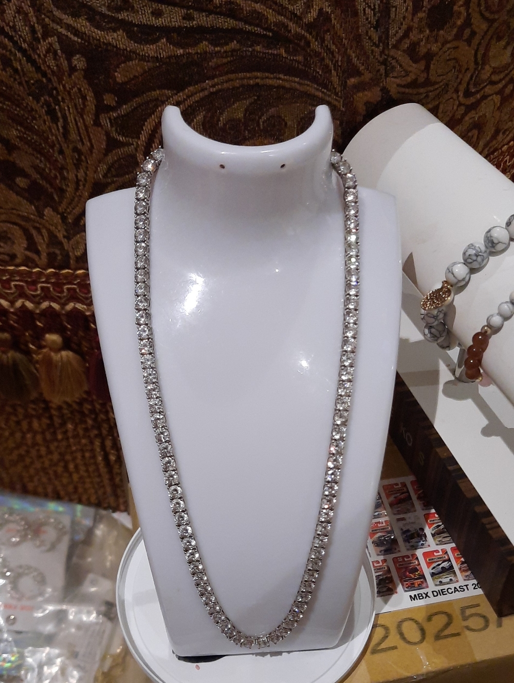 AUTHENTIC CZ TENNIS NECKLACE GENUINE SOLID STAINLESS STEEL 18" 🎁 RHODIUM